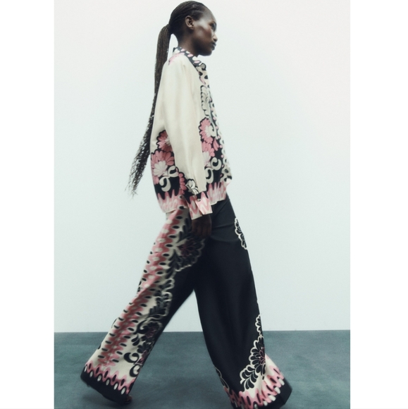 ❌️SOLD❌️ZARA SET FLORAL PRINT SHIRT AND STRAIGHT CUT PANTS SIZE S - Picture 3 of 12